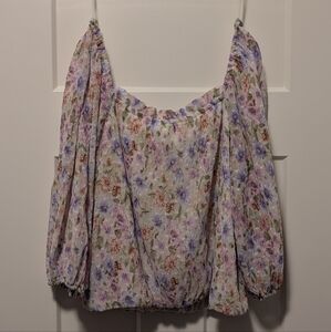 Lush Puff Sleeve Cropped Blouse